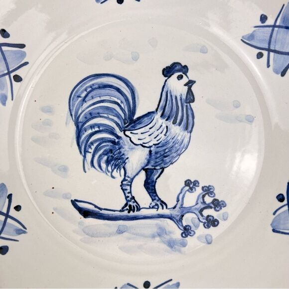 Rooster 10” Ceramic Plate Folk Art hand Made Pottery French Country Signed - Picture 2 of 7